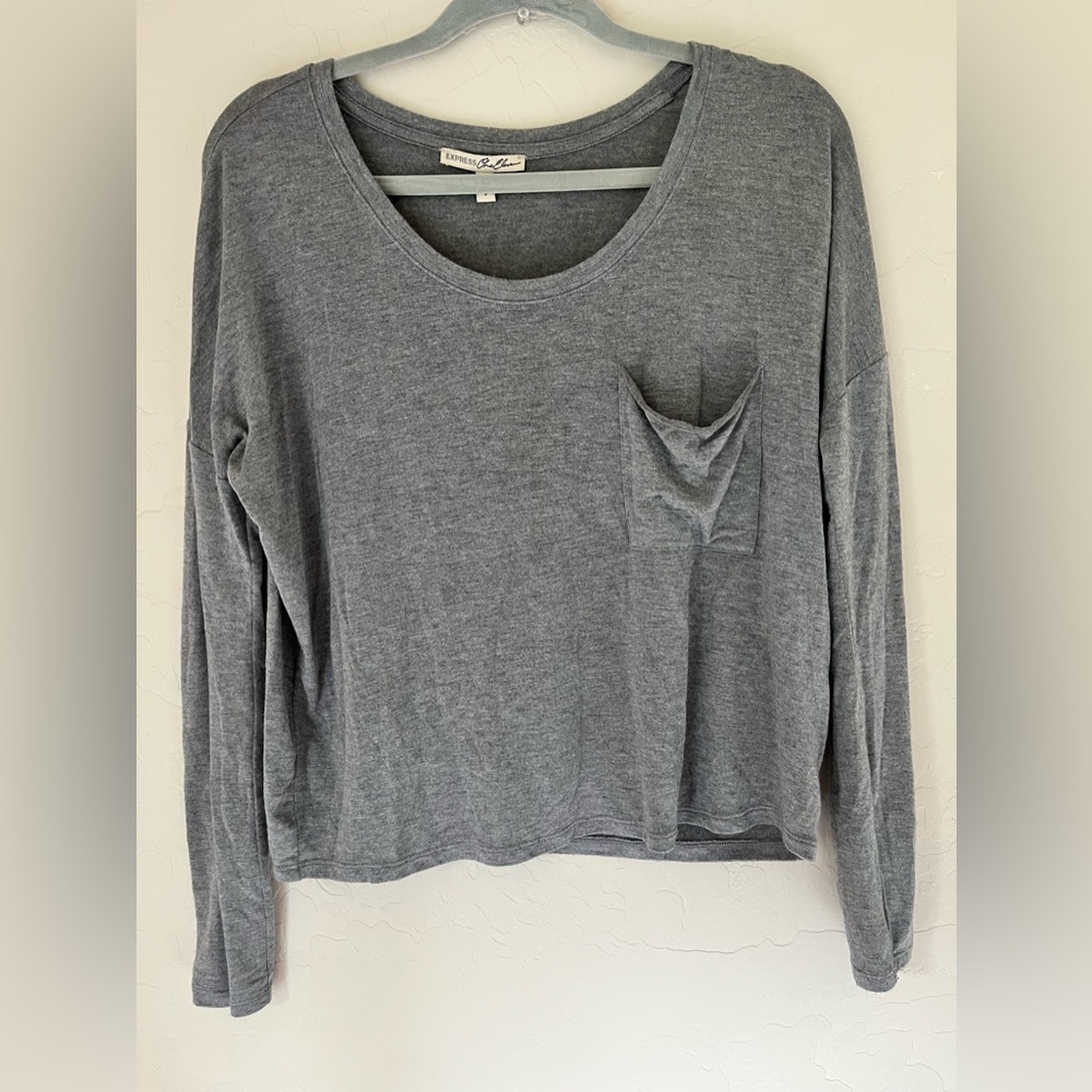 Express OneEleven Basic Gray Long Sleeve with Pocket